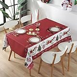navidad mantel rojo Mantel de gran tamaño: suficiente longitud y ancho para cubrir correctamente la mayoría de tamaños de mesas de comedor.