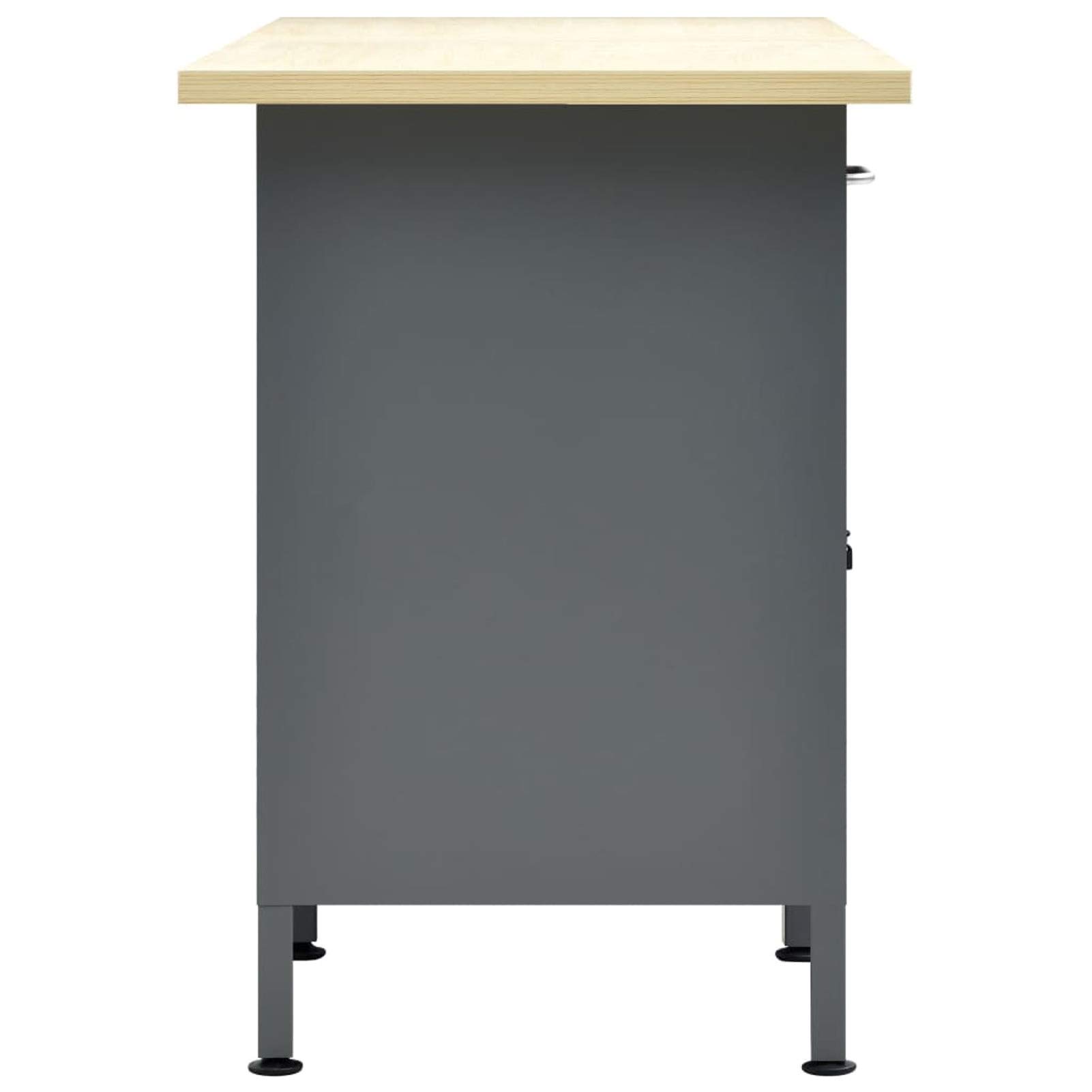 Mobili Banco de trabajo negro 160 x 60 x 85 cm de acero, banco de trabajo para garaje taller T1 decoración de muebles dormitorio