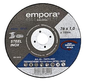 KATSU Dischi Da Taglio Acciaio 76mm X 1.0mm - 10 Pezzi Per Smerigliatrici Angolari, Max 25000 Giri/min