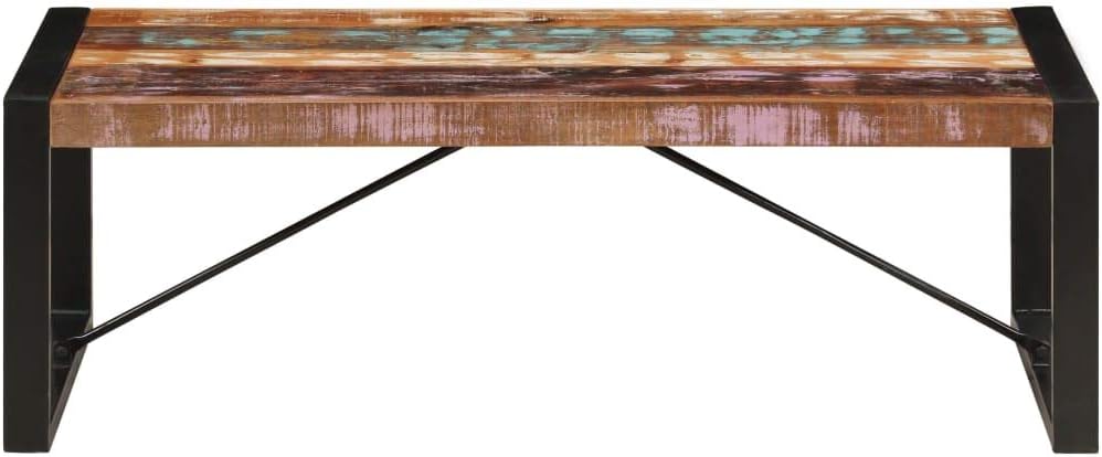 vidaXL Coffee Table, End Table with Steel Legs, Sofa Table for Living Room Bedroom, Home Furniture, Industrial, Solid Wood Reclaimed 47.2 Inch