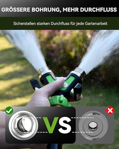 RAINPOINT 2 Wege Verteiler, Vollmetall-Schwerlast-Wasserverteiler mit 5.2 cm Extra Langer Seitenhebel & Absperrventilen, Gartenschlauch Y Verteiler 3/4\ & 1/2\, Gleichzeitiger 2 Fach Anschluss(Grün)