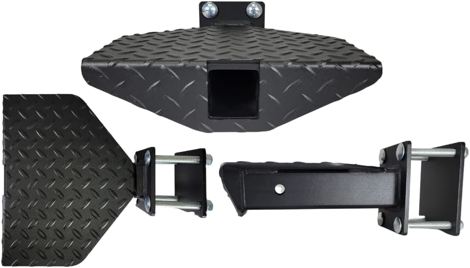 500 lb Rated Heavy Duty Boat Trailer Step – USA Made Welded Steel Boarding Platform – Fits 2" x 4" Trailer Frames – Anti-Slip Diamond Tread – Hardware Included