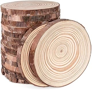 ilauke Natural Wood Slices 16 Pcs 11-12cm Circle Wooden Discs Unfinished Log Wooden Rounds for Arts Crafts Wall Decor Wedding Christmas DIY Projects