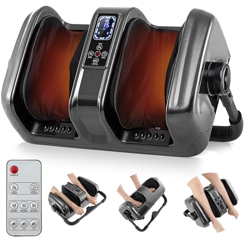 Image of Giantex Foot Massager with Heat and Remote Control, Calf Massager with 3 Massage Settings, Timer, Washable Cover, Adjustable Stand, Foot Massage Machine for Calf Arms Relax, Gift for Women Men(Grey)