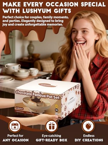 Bild 5 - Schokofondue Set elektrisch, 800 ml Schokoladenschmelzer mit drehbarer Servierschale Fondueset, 4 Fächern, 5 Fonduegabeln & Spatel, Schokoladen Fondue Set für Party, Familie & Paare
