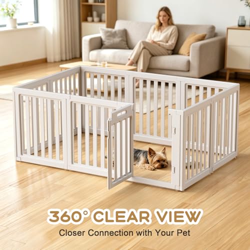 Image of Dog Playpen Indoor,Puppy Playpen,White 23.6 inch H, 10 Panels | Dog Play Pen Indoors with Open View, Tool-Free Setup, Multi-Shape Setup, Dog Pen for Dogs, Cats & Puppies