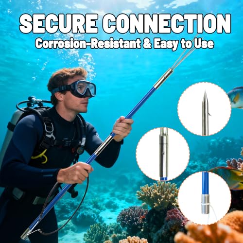 Vaktare Gud Hawaiian Sling Fishing Spear Set – Fiberglass Spearfishing Pole Spear with 3 Replaceable Stainless Steel Tips, Fish Line Holder, Sharpening Files, and Carry Bag - Thumbnail 2