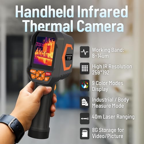 Image of BTMETER Thermal Camera - Infrared Temperature Imager 200,000 Pixels with 256 x 192 IR Resolution 25Hz, 8G Image Storage Measure Temp -4F~1022F, 56 FOV Thermal Imaging Camera Gun for HVAC