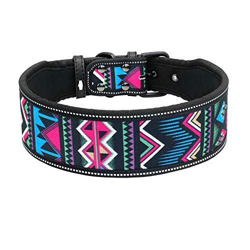 Yisatann Collares para Perros básicos Collar de Nailon para Perro, Reflectante, para Mascotas, para Perros, Transpirable, Acolchado, Mediano, Grande, para Perros -BM Cover