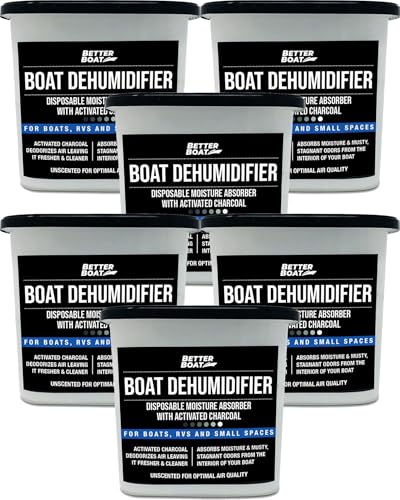 Moisture Absorber 6 Pack with Activated Charcoal Dehumidifier Bucket Unscented Odor Absorber for Closet Basement Bathroom Boat RV Disposable - Better Boat