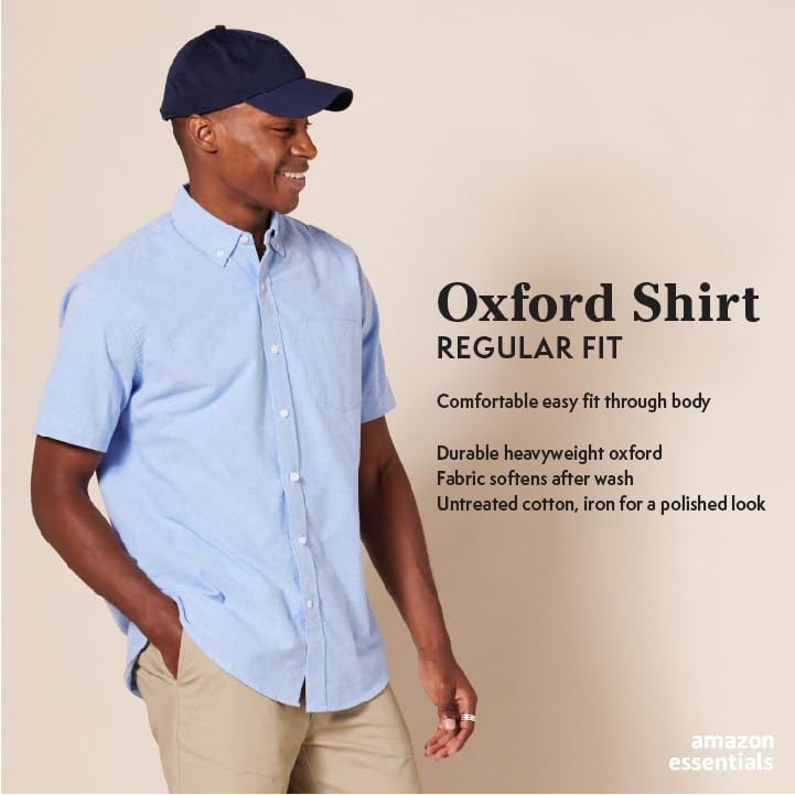 Amazon Essentials Oxford Shirts for Men - Regular-Fit, Short-Sleeve2