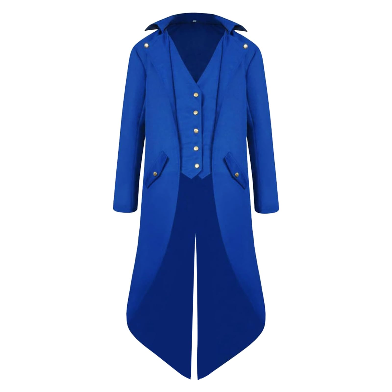 QEKFDOV Men's Steampunk Tailcoat,Medieval Gothic Victorian Frock Coat,Vintage Tailcoat Jacket Halloween Cosplay Costume (blue, S)