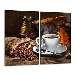 Gsmarkt Herdabdeckplatten Set 2x30x52 Kaffee Motiv