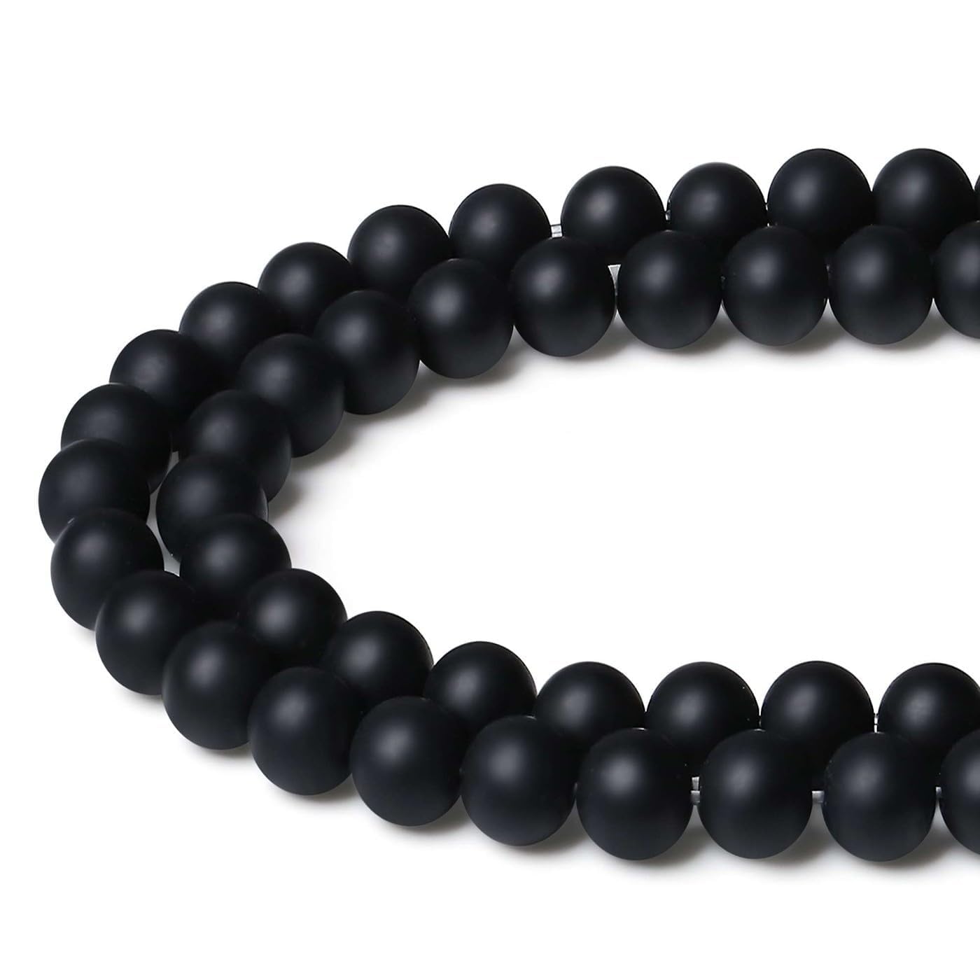 XIANNVXI Black Onxy Beads for Jewellery Making 8mm Round Loose Black Beads for Crafting 47 Pcs, Z - Black Onyx Agate - Image 2