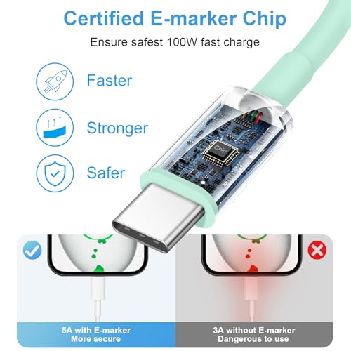 Image of iPhone 17 16 15 Charger Fast Charging 30W USB C Chargers Block Type C Charger 2 Pack 6FT Cord for iPhone 17 /17 Plus /17 Pro Max /Air /16 /16 Plus /16 Pro Max /15 Pro Max /iPad Pro /Samsung(Green