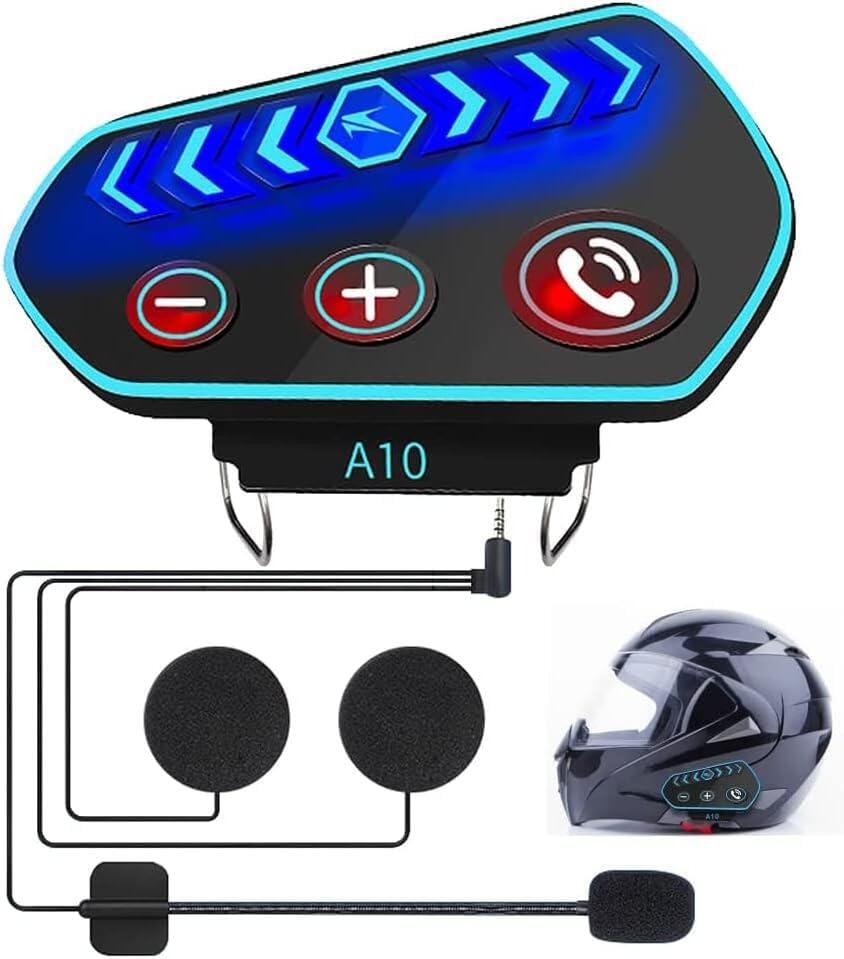 OBEST Casque Bluetooth Moto, Casque Avec Système De Communication Mains Libres Et Fonction De RèDuction Du Bruit, Pour Une Variété De Casques Montage
