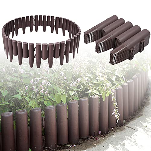 ACXIN Bordure de pelouse en plastique aspect bois - Bordure de jardin - Bordure de jardin - En palissade - Résistant aux intempéries - 1 élément (l x H x P) : 28 x 24 x 1 cm - Marron Cover