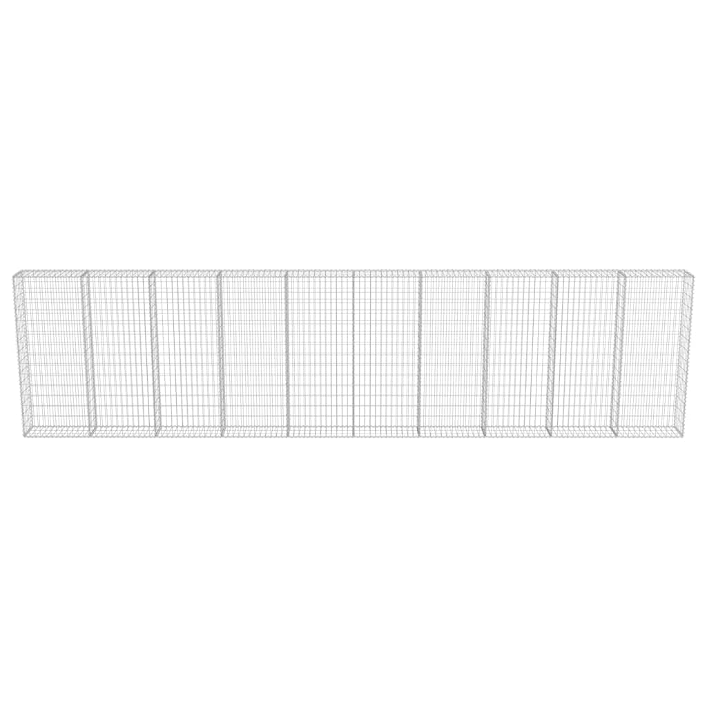 Gavión de acero galvanizado, 600 x 30 x 150 cm, con cubierta, protección visual, valla de jardín, para paisajismo al aire libre y protección contra el ruido