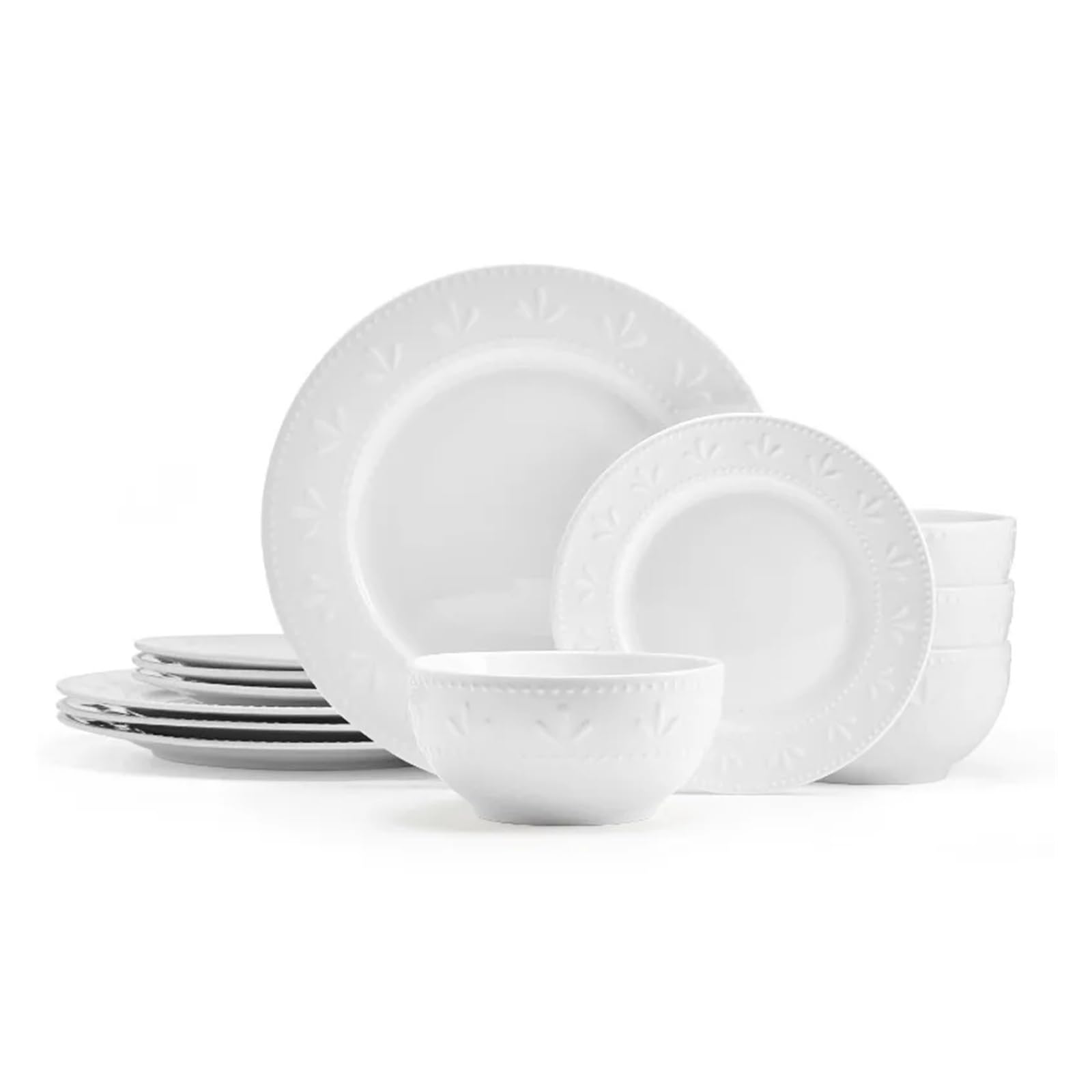 Assiette en porcelaine gaufrée robuste contre les rayures de couverts