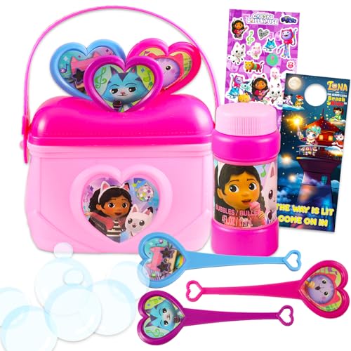 DreamWorks Gabby's Dollhouse Bubble Wand Toys for Kids - Bundle with Toy Purse with Bubble Wands, Stickers, More | Gabby's Dollhouse Outdoor Playset for Girls