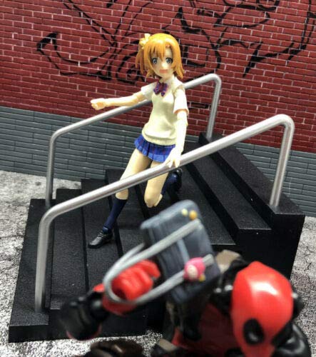 Figlot 1/12 Scale Black Stairs With Rail Diorama (Figure Not Included) #TOP2