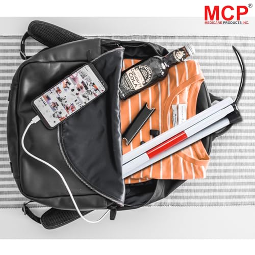 Image of MCP Healthcare Folding Blind Cane Reflective Red Folding Walking Stick for Vision Impaired and Blind People (White)