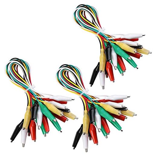 ELEGOO 30pcs Alligator Clip Wire Test Leads Set con Pinzas de Cocodrilo Cable de Puente de Doble Final de 50cm para Arduino