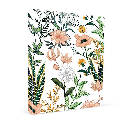 Image of 3 Ring Binder 1 Inch Ring, Fashion Design Binder for School, Home, Students, Women, Cute Custom Pattern with Hold Letter Size Interior Pockets,Flowers
