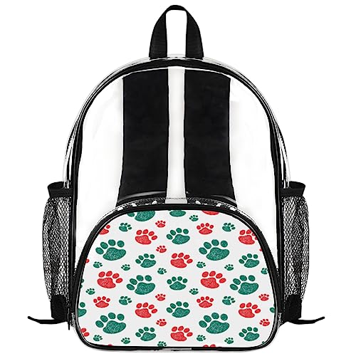 Petit sac à dos transparent étanche PVC cartable école imprimé patte de chien TropicalLife
