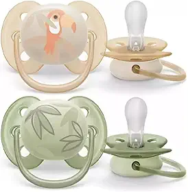 Chupeta Ultra Soft Decorada 0-6 Meses Dupla, Philips Avent, Verde e Bege