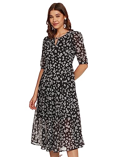 Image of Amazon Brand - Eden & Ivy Women's Georgette Fit & Flare One Piece Midi Length Dress (with Lining)