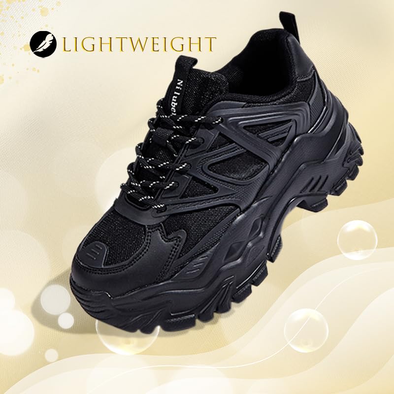 Niluber Chunky Sneakers for Women White Black Red Purple Platform Sneakers Comfortable Casual Lace Up Fashion Tennis Shoes4