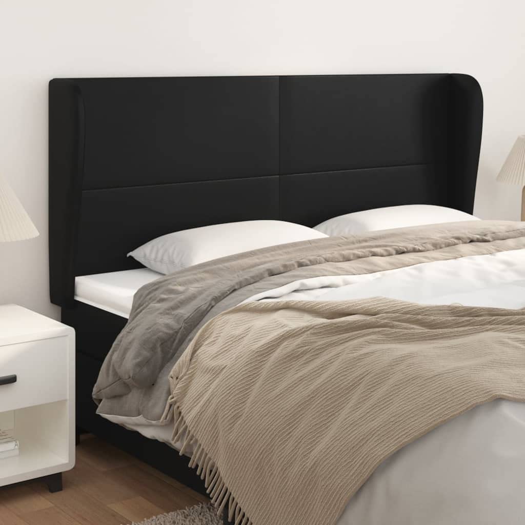 vidaXL Testiera ad Orecchio Nera 163x23x118/128 cm in Similpelle