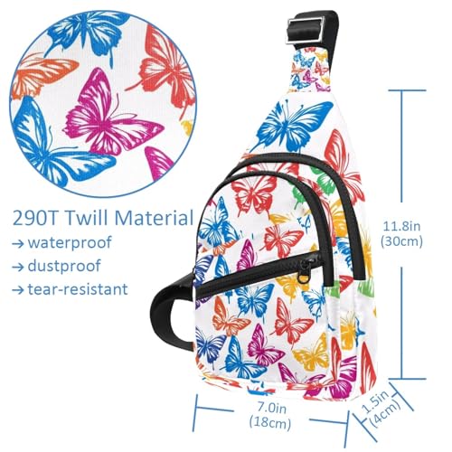 Sac banane à sangle réglable multicolore au motif papillon vibrant