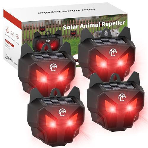 X-PEST 4 Pack Solar Powered Coyote Deterrent with Red LED Flashin...