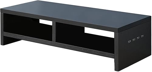 Miniatura 11 de Soporte para monitor, con elegante diseño moderno, 19.7x7.9x5.1 in, soporte elevador para monitor, organizador de escritorio de carga inalámbrica,