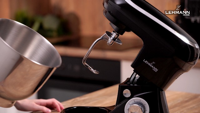 Lehmann Planetaire Keukenmachine Met Roestvrijstalen Kom, 5 L Multifunctionele Roermachine 2200 W Deegmachine Met 6 Snelheden Incl Spatdeksel Deeghaak En Garde Zwart