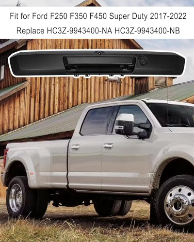 Image of Tailgate Handle with Rear View Backup Camera Fit for Ford F250 F350 F450 Super Duty 2017 2018 2019 2020 2021 2022 Replace HC3Z-9943400-NB HC3Z-9943400-NA, Without Release Button