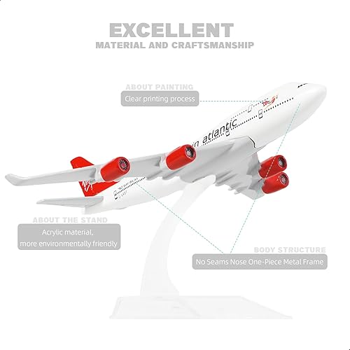Miniatura 3 de 1400 VAA Airlines 747 Modelo de avión de aleación -747 Kits de modelo de avión de metal fundido a troquel con soporte (6 pulgadas) Modelo de avión