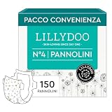 Pannolini LILLYDOO, taglia 4 (9+ kg), 150 pz, delicati sulla pelle