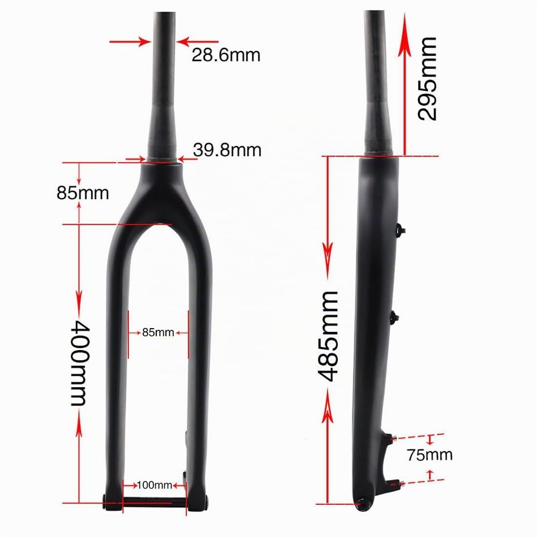 Carbon-Starrgabel 29'' Mountainbike Gabel Steckachse 15x100mm Scheibenbremse MTB Gabel 1-1/2'' Verjüngt Gewindelos 39,8mm