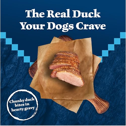 Image of Blue Buffalo Wilderness Trail Toppers Duck Wet Dog Food, 3 oz, 24 ct | High Protein, Real Duck #1 Ingredient, Bites in Hearty Gravy, Grain-Free Recipes, Helps Support Daily Hydration