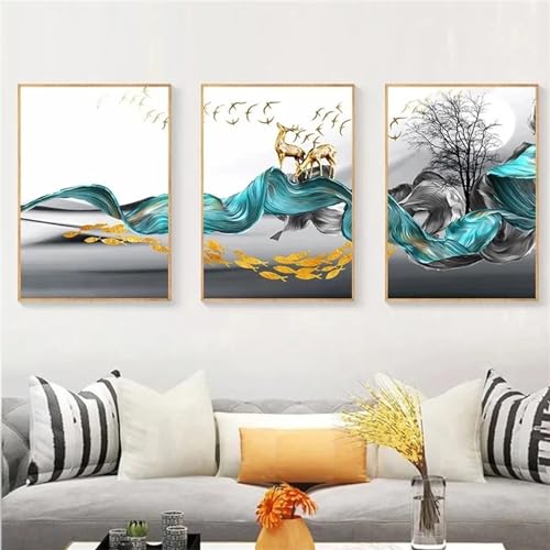 Broderie Diamant Arbre de cerf 3 Pièces - Kit Complet 80x120cm Peinture Diamant Grand Format