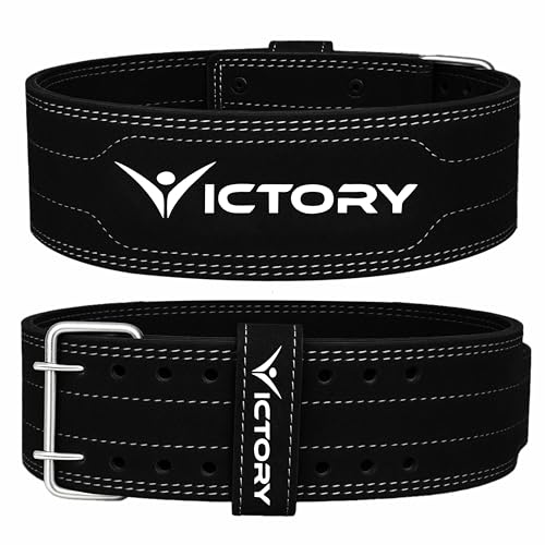 Image of VICTORY Genuine Leather Weight Lifting Gym Belt Back Support Power Lifting Belt for Men and Women | Unisex | Adjustable Buckle | (Medium (Power))