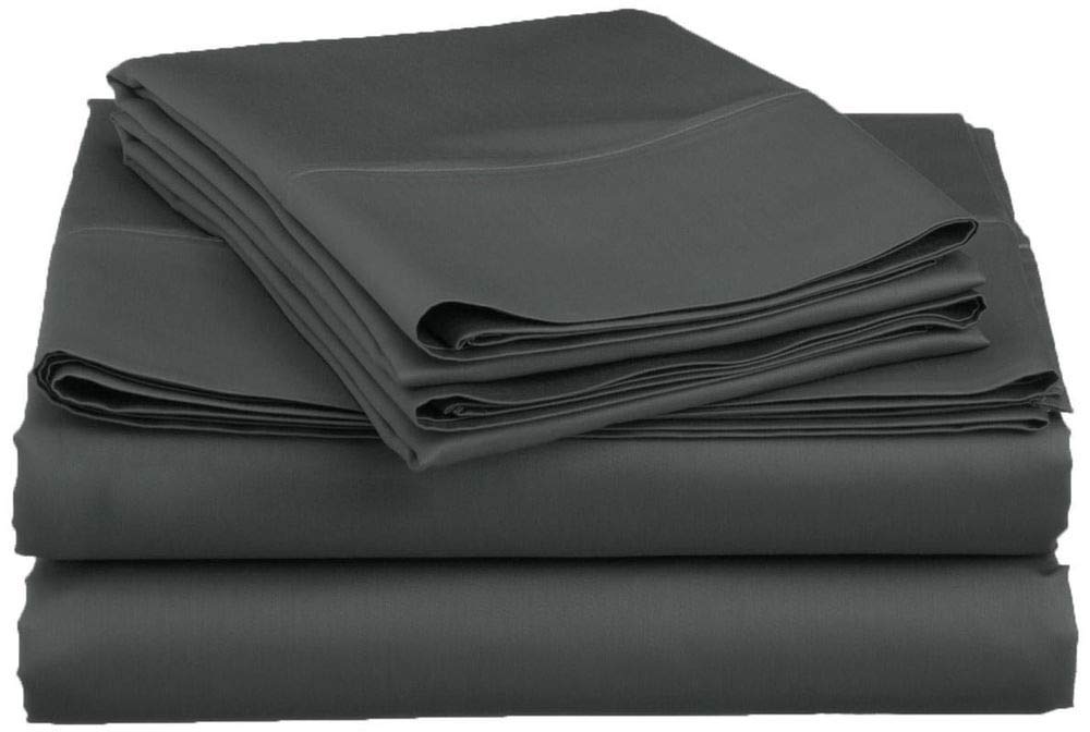 Mandarin Hotel Collection 600-Thread Count Egyptian Cotton Luxurious 4-PCs - Sheet Set, Fits 13-15" Inch Deep Pockets Solid Pattern, Color King Grey