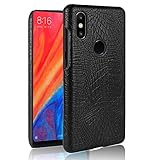 JINXIUS for Phone Cases Cover, Luxury Classic Crocodile Skin Pattern [Ultra Slim] PU Leather Anti-Scratch PC Protective Hard Case Cover for Xiaomi Mi Mix 2S (Color : Black)