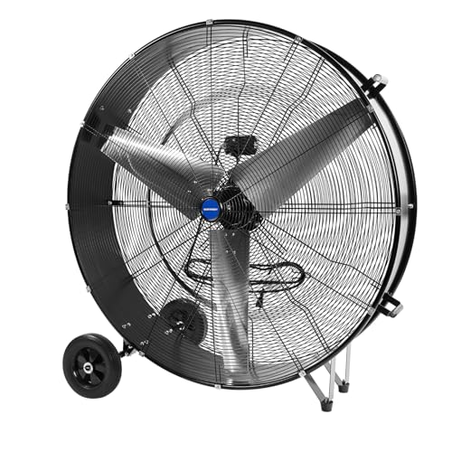 NORTHSKY 42' Industrial Drum Fan, 30000 CFM Heavy Duty Fan, 2-Speed, 1/2 HP Powerful Motor, 8 IN Wheels for Workshop, Factory, Warehouse, Garage, UL Listed