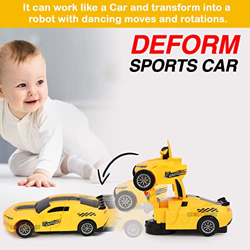 Image of Zest 4 Toyz Transforming Robot Car with Light & Sound Toy Sports Cars for Kids Robot Car for Kids Robot Toy for Boys & Girls Indoor and Outdoor Toys for 3 Year, Pack of 1 (Yellow)