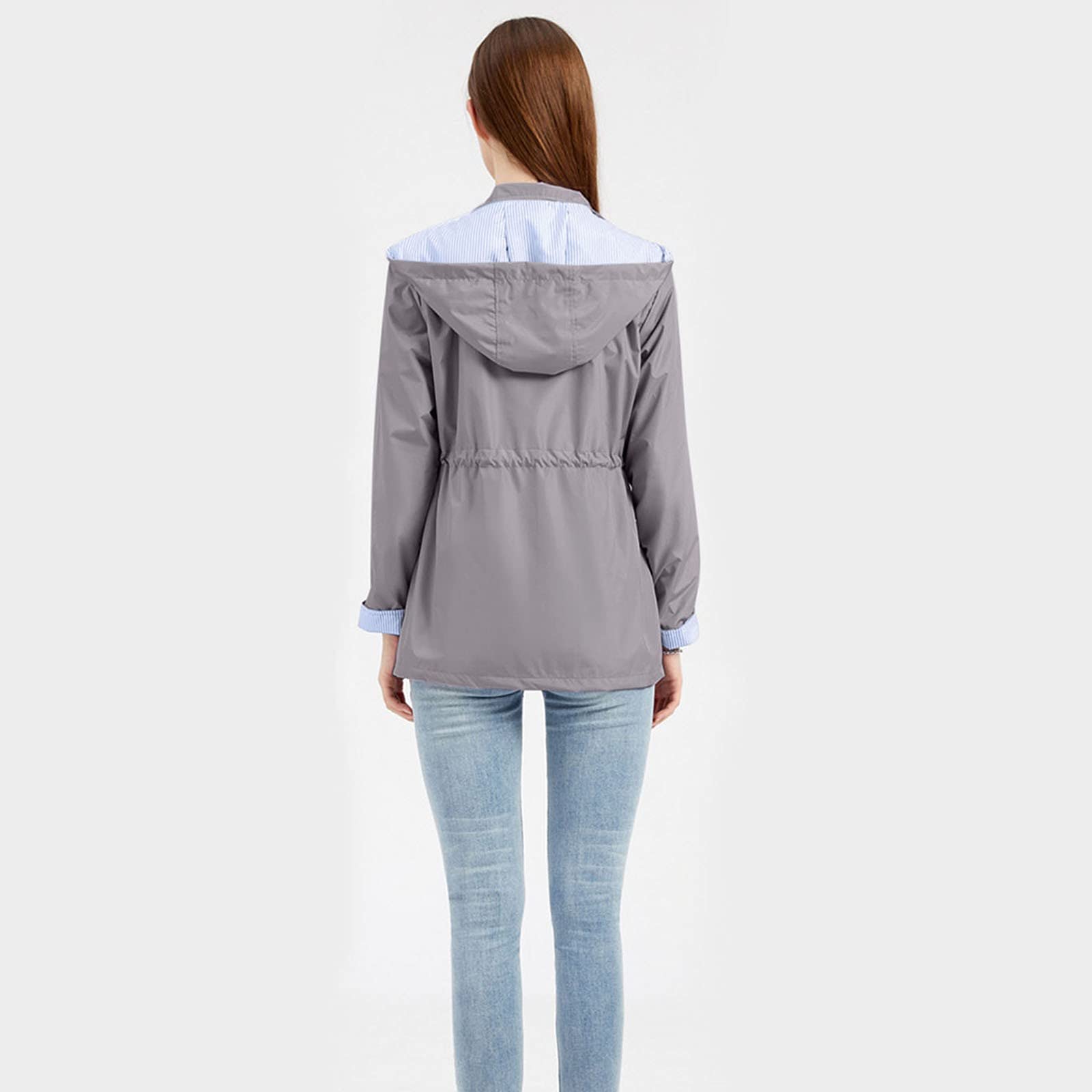 Generisch Chubasquero para mujer, impermeable, extraíble, capucha con cordón, abrigo de senderismo al aire libre, cortavientos, abrigo de invierno impermeable