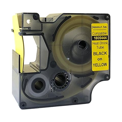 NEOUZA Compatible for DYMO 1805444 Rhino IND Industrial Heat-Shrink Tube Label Tape Length 1.5m (schwarz auf gelb, 24mm) Cover